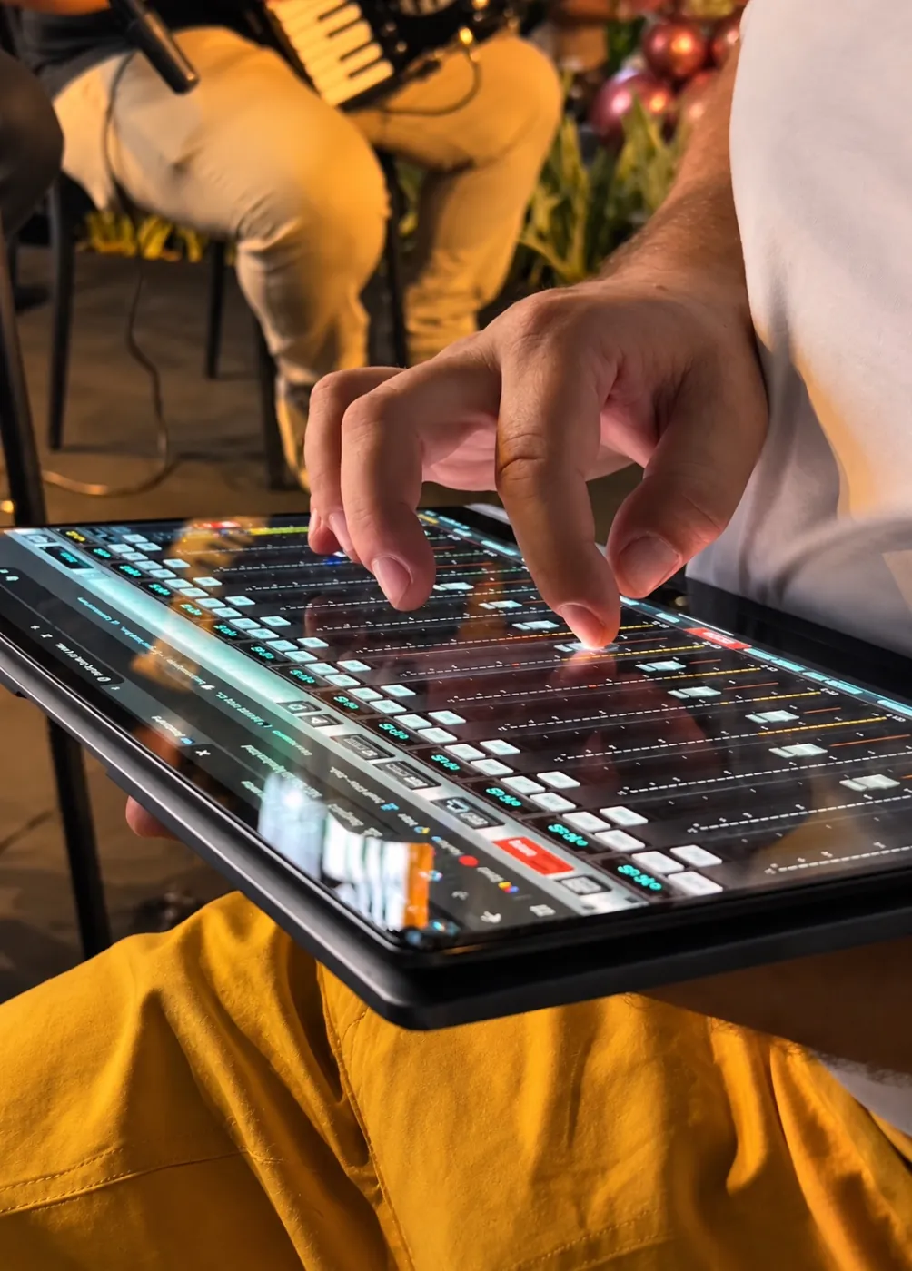 Controle de sonorização ajustado em um tablet